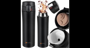 Ruhhy Thermosbeker 440ml - Dubbelwandig - Lekvrij - Mat Zwart