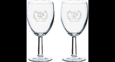 Gegraveerde set wijnglazen 24,5cl Papa + Mama 12,5 jaar getrouwd