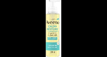 Aveeno Face CALM+RESTORE Foaming Cleanser | Removes Makeup + Waterproof Mascara | Gezichtschuimreiniger voor de Gevoelige Huid, Zonder Parfum, 200ml