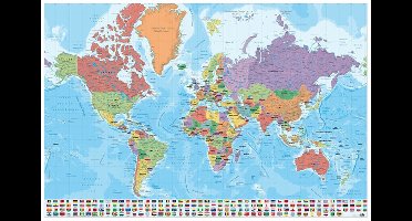 Poster Map World - Physical Politic - Italiaans - 91,5x61cm