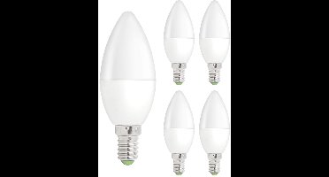 Spectrum LED Kaarslamp E14 - 1W - 230V - 90 Lumen - 6000K Koud Wit - Ø37mm - Voor Kroonluchter, Wandlamp of Sfeerverlichting - 5 stuks