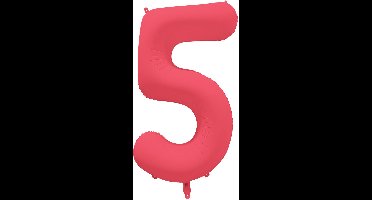 Riethmüller - Folieballon cijfer 5 - neon rood - 86 cm