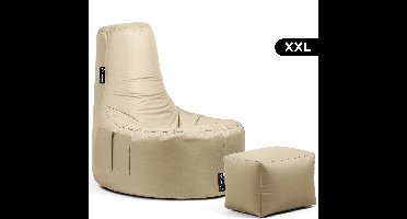 Casacomfy – Gamer XXL – Zitzak met Voetenbankje – Beige – Waterbestendig