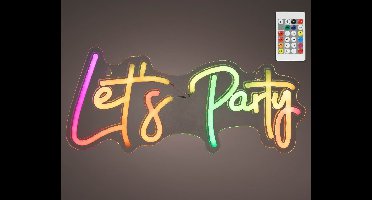 Lumineo - LED Neonlamp – “Let’s Party” – USB-Verlichting – Veelkleurig – 41×18 cm