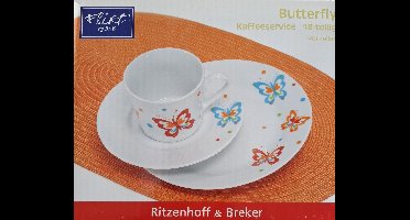 Ritzenhoff & Breker Butterfly koffieservies 18 delig porselein