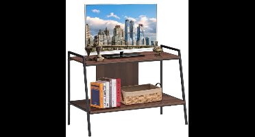 SureDeal® - TV-Meubel 32 Inch - 2 Lagen - 89x43x60 cm - Hout & Metaal - Walnoot - Industriële Mediatafel
