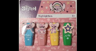 Disney Lilo & Stitch Angel markeerstiften – 4 stuks – ster – tekstmarkers – pastel kleuren – kids - kleuren