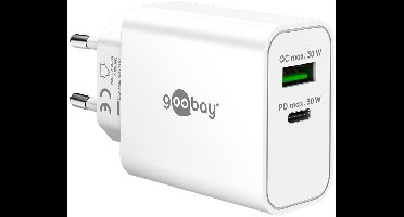 Goobay USB lader | USB-C PD + USB-A QC | GaN | 30W | wit