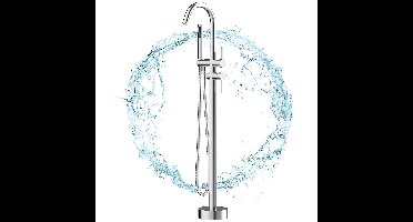 Badkraan – Badmengkraan – Vrijstaande Kraan – Badmengkraan Met Handdouche – Thermostatische Badkraan – Chroom – Messing Materialen – Draaibare Zwanenhals Uitloop