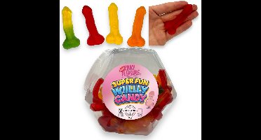 Kinky Pleasure Super Fun Penis Gummy Snoepjes 1kg in Plastic Snoeppot - Zachte Gom met Fruitsmaken