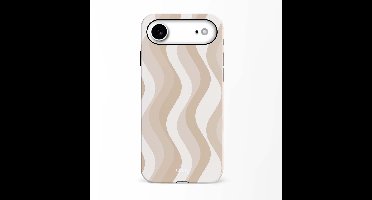 xoxo Wildhearts Minimal Nude - Double Layer - Hardcase geschikt voor iPhone 17 Air hoesje - Siliconen hoesje met golven print - Dubbele beschermlaag - Beschermhoes met print - Wit / Beige / Bruin