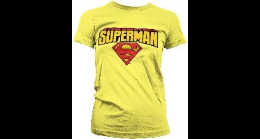 Superman Blockletter Logo Girly T-Shirt Damen Yellow-M