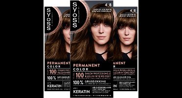 3x Syoss Permanent Coloration 4-8 Chocoladebruin