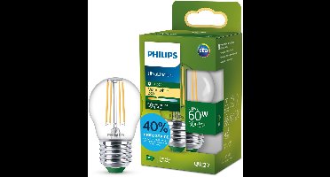 Philips UltraEfficient LED lamp - 60W - E14 fitting - Warmwit licht: 2700K - Helder glas - P45 kogellamp - Lange levensduur