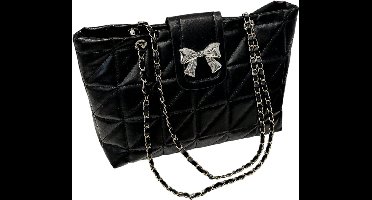 Minimalistische Schoudertas met Ketting & Rits – Elegant & Tijdloos - Zwart