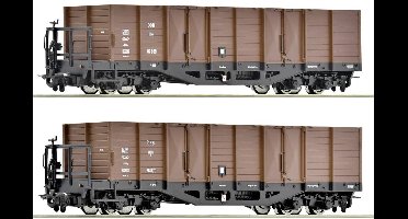 Roco H0e set van 2 open goederenwagons van de ÖBB - 4-assige smalspoorwagons