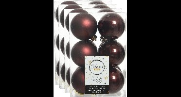 Decoris Kerstballen - 48x stuks - kunststof - mahonie bruin - 6 cm