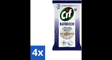 4 x Cif - Badkamer - Hygiënische Doekjes - Kalkaanslag & Zeepresten Verwijderen - 36 stuks per verpakking - Badkamer Doekjes - Hygiëne Doekjes - Reinigingsdoekjes - Badkamer Reinigen - Doekjes Badkamer