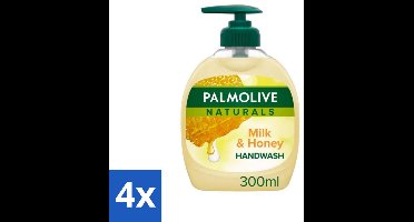 4 x Pamlolive Naturals - Handzeep - Melk & Honing - 300 ml - Handzeep Melk Honing - Natuurlijke Handzeep - Zeepvrije Handzeep - Handen Verzorgen - Handen Hydrateren