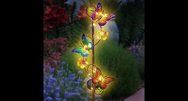 Mmgoqqt 1 Stuk - Solar Tuinverlichting Sfeerverlichting - Vlinder Shepherd Haak IJzeren Grasland Lamp - Geel Licht