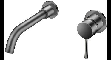 Wastafelkraan - Lonis - Inbouw - met Inbouwdeel - Waterbesparend - Gunmetal Grijs - PVD Coating