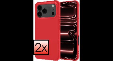 Hoesje - 2 Stuks - Geschikt voor Apple iPhone 17 Pro - Sterk & Shockproof - Case Siliconen - Back Cover - Telefoon Hoes - Rood
