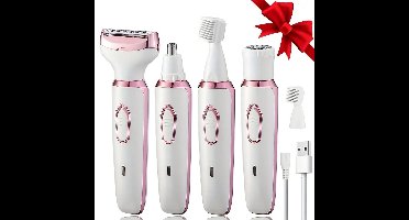 4-in-1 Draadloze Elektrische Ladyshave – Pijnloze Trimmer voor Vrouw – Geschikt voor Benen, Lichaam, Oksel, Armen, Bikinilijn– Ladyshave voor vrouwen – Nat en droog – USB Oplaadbaar
