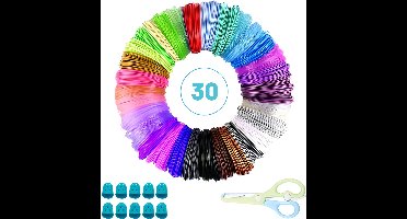3D Pen Vullingen - PLA Filament 150m in 30 Kleuren - 3D Pen Navulling 1.75mm - Geschikt voor Alle 3D Pen - 3D Pen Filament Starterspakket Inclusief Extra 10 Vingercondoom & Kinderschaar