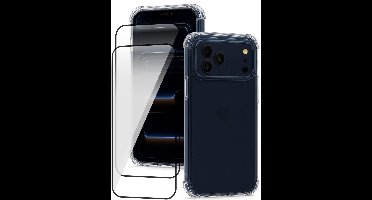 Hoesje geschikt voor iPhone 17 Pro Max - 2x Screenprotector Volledig Dekkend Glas - Shockproof Transparant