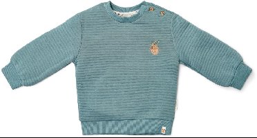 Little Dutch – Blauwe trui met gestreepte textuur en eikelborduursel – Forest Friends – maat 86