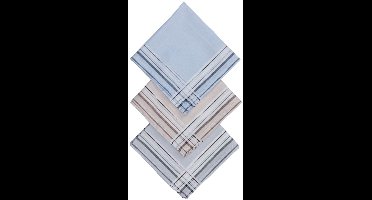 D&L Heren Zakdoeken - Streep Licht - 12 Stuks - 100% Katoen - Gesatineerd - Claire