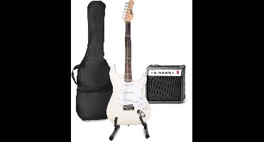 Elektrische gitaar met gitaar versterker - MAX Gigkit 4/4 - Perfect voor beginners - incl. gitaar standaard, gitaar stemapparaat, gitaartas en plectrum - Wit