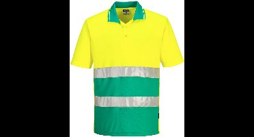 Portwest HiVis lichtgewicht contrast Poloshirt Korte Mouw S175 - Geel/Blauwgroen - XXL