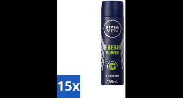 15 x Nivea - Men - Deodorant - Spray - Fresh Power - 48 Uur Lang Werkend - 150 ml - Deodorant Spray - Anti-transpirant - 48 Uur Bescherming - Frisheid - Mannelijke Geur