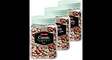 Plasticforte keuken voorraadpot/weckpot - Set van 8x stuks - kunststof - groen - 1.2 liter - met deksel - Formaat: 10 x 15 cm