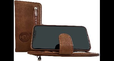 HEM Boekhoesje Met Rits Geschikt Voor Apple iPhone 17 Air – Bruin (Bronzed Brown) Luxe Wallet Case – Portemonnee Hoesje Met Pasjeshouder – Beschermende Bookcase
