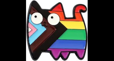 Regenboog Kat Metaal Pin – Enamel Pin Broche – Inclusieve Pride Speldje