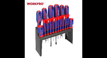 WORKPRO WP200506 Schroevendraaierset – 18-delig – Magnetisch – Precisie & Standaard – Incl. Opbergrek