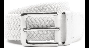 Suitable Geweven Riem Wit - Maat 105 - Dames en Heren - Elastisch gevlochten stretch riem - 3,5cm breed - Riem gevlochten