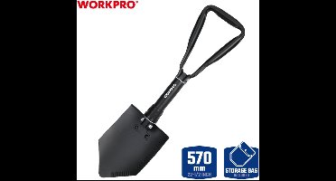 WORKPRO WP335006 Opvouwbare Pioniersschep inclusief opberghoes staal met zwarte coating Outdoor kamperen survival en noodtool voor noodpakket of schep in Auto - professionele kwaliteit