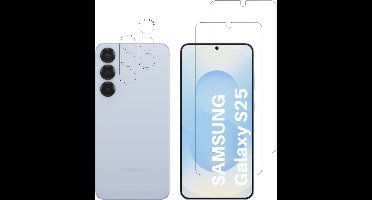 Screenprotector geschikt voor Samsung Galaxy S25 - 2 stuks Beschermglas van glas Transparante glazen schermbeschermfolie + 2 stuks Camera Protector