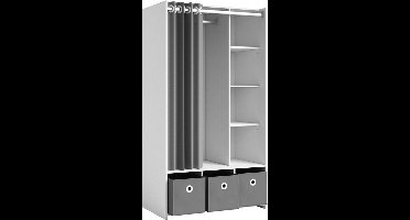 Pol Power Jenke kledingkast Gordijn van houtmateriaal/stof Wit decoratief folie