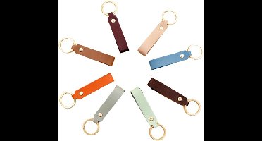 Thelau - Set van 8 sleutelhangers zonder logo, leren sportsleutelhanger met handvat - 8 stuks