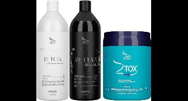 Zap Me Leva Black & Detox kit Brazilian Keratin Treatment 2x1000 ml & Zap Bluetox Ztox Blue Matiz Mask 950g