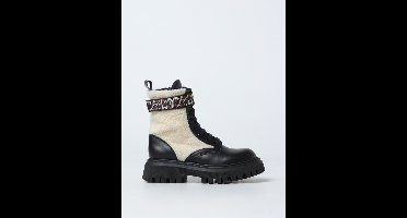 Shearling Combat Boots Chunky Sole Kids - Black Shoes