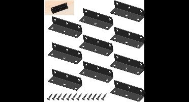 Jhubers Goods - L-Hoekverbindingen Zwart 10 Stuks 90 Graden Hoekverbinders Roestvrij Staal Metaal Meubels Bevestigen