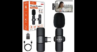 Zenwire - TrueTone K1 - Draadloze Microfoon - lavaliermicrofoon - Condensator - Bluetooth - USB-C-adapter - Lightning - USB-C-ontvanger - USB-C-kabel