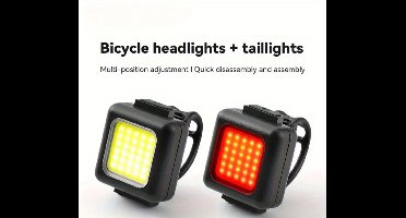 Set van 2 USB oplaadbare fietsverlichtingen – Wit & Rood – Voor- en Achterlamp – LED – Waterdicht – Mini Fietslamp