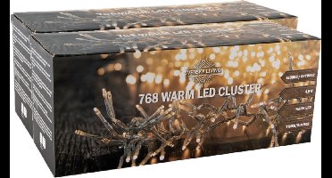 Svenska Living Clusterverlichting - 2x - 768 led lampjes -warm wit - 450 cm transparant snoer - kerstverlichting