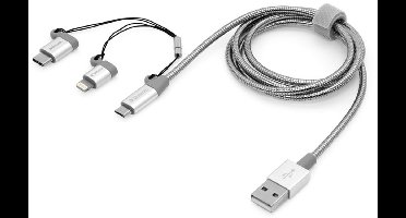 Verbatim 3-in-1 USB-C/Lightning/Micro B Stainless Steel Cable 100cm Zilverkleurig